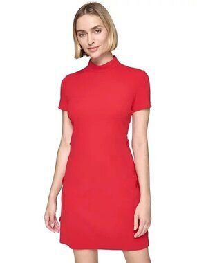 KARL LAGERFELD PARIS Womens Bow-Trim Sheath Dress Admiral Red 8
